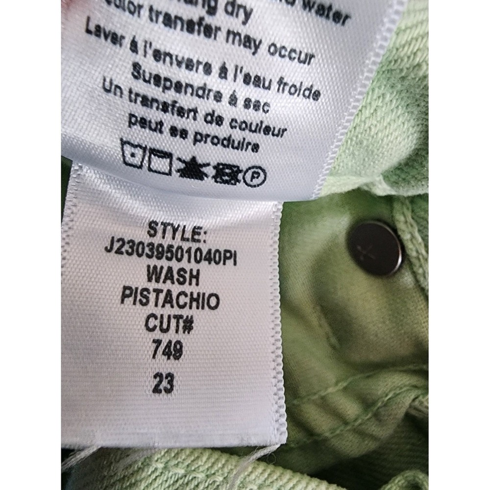 Veronica Beard Taylor Wide Leg Jeans Womens 23 Green Pistachio High Rise Raw Hem - Picture 9 of 14